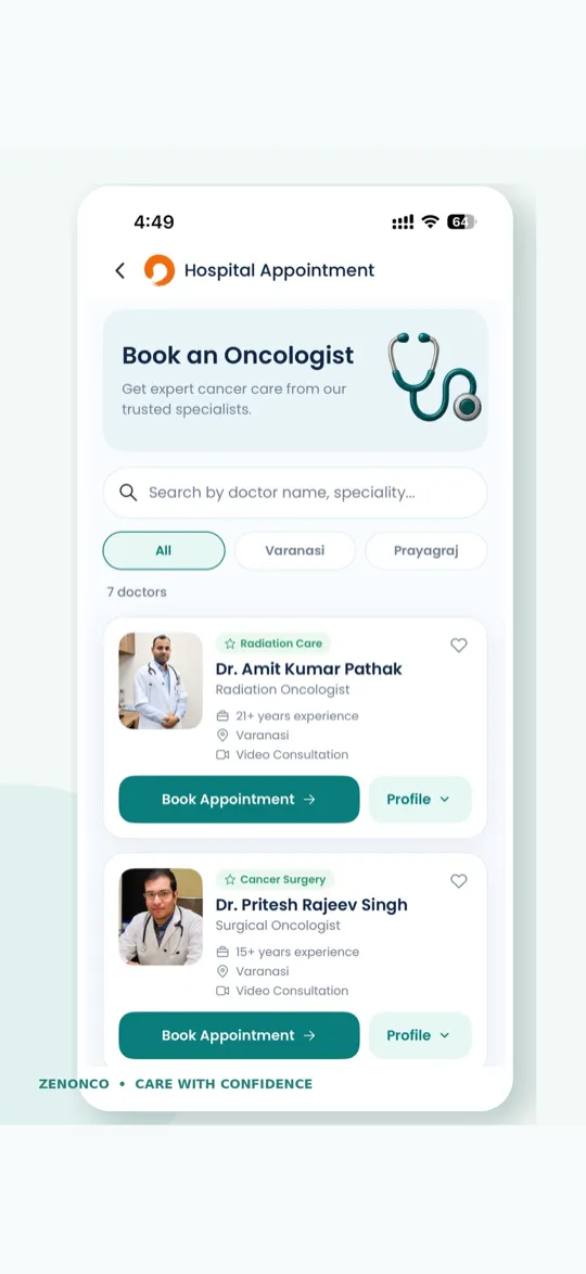Appointments in the ZenOnco app