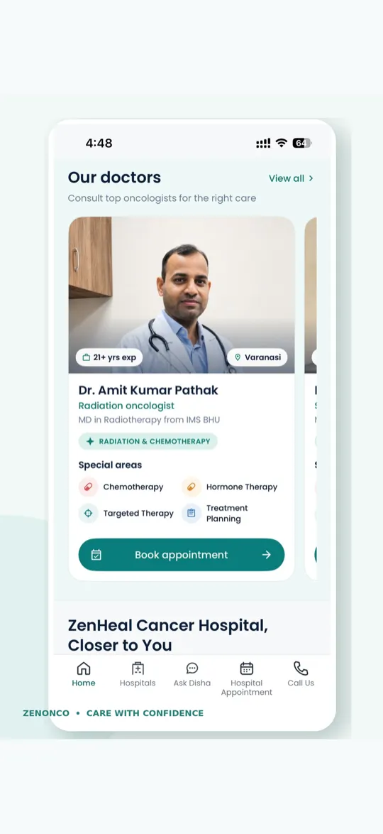 Book doctors in the ZenOnco app