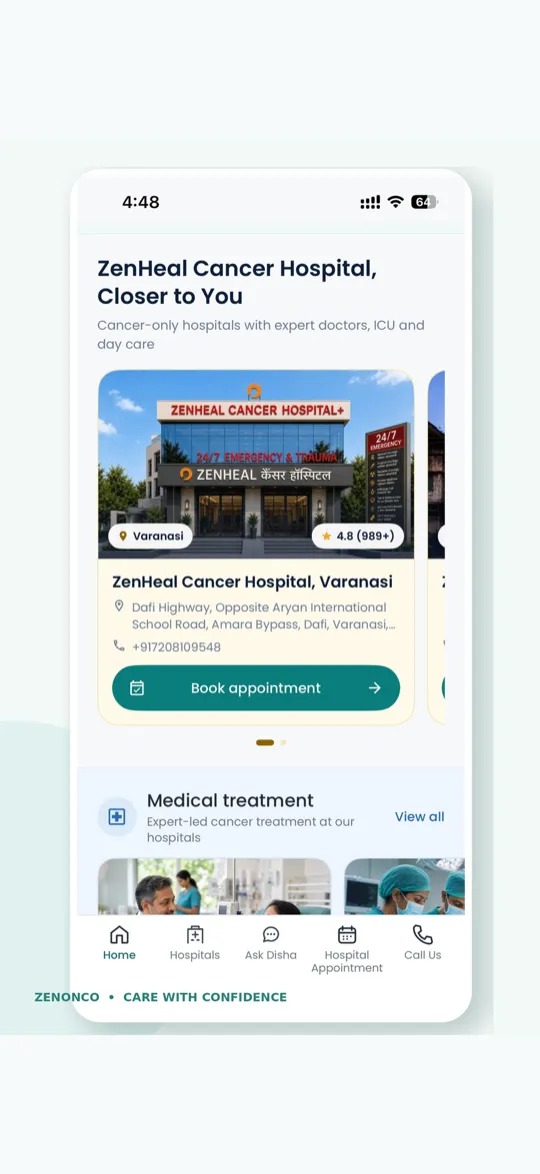 Hospitals in the ZenOnco app