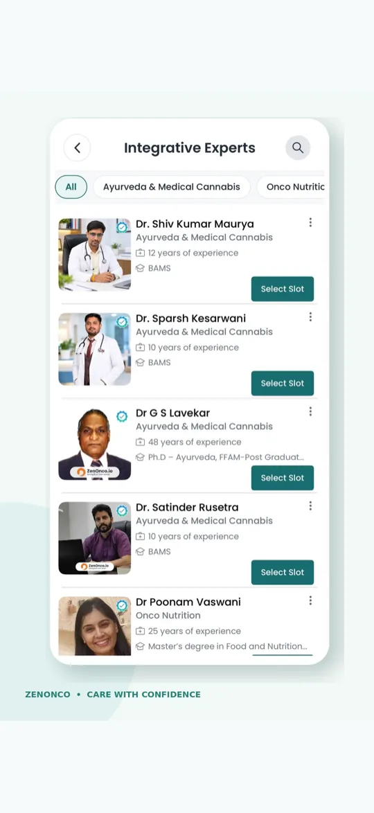 Integrative care in the ZenOnco app