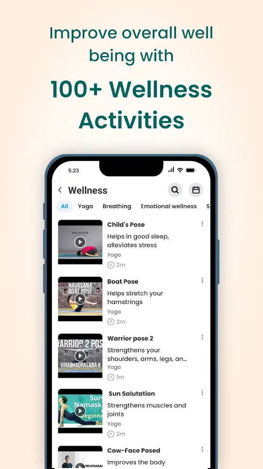 Wellness screen in the ZenOnco Cancer Care app