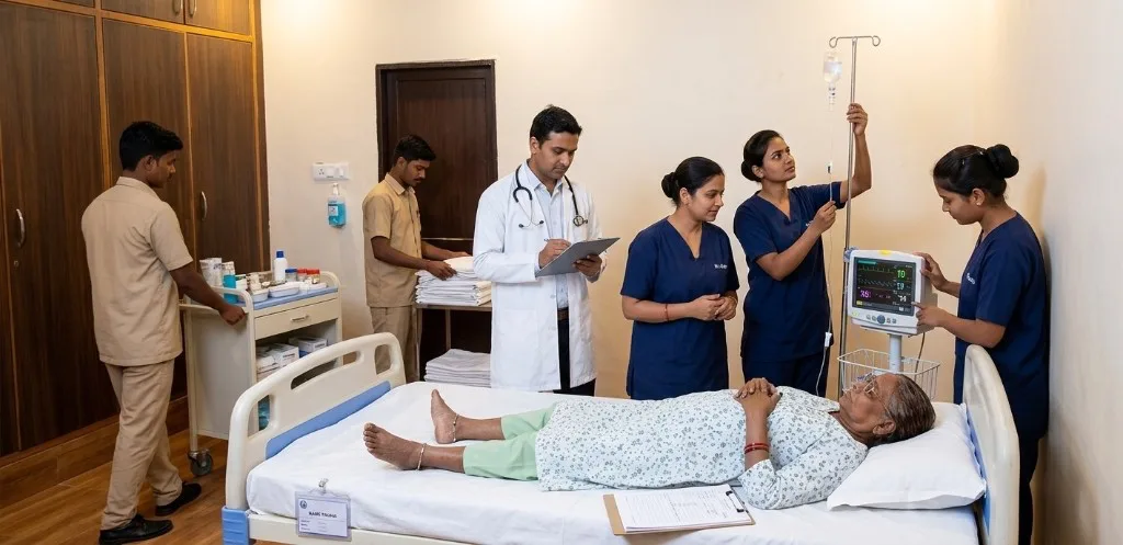 Patient room at ZenHeal Cancer Hospital Varanasi