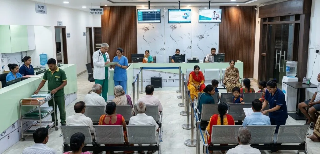 Waiting area at ZenHeal Cancer Hospital Varanasi